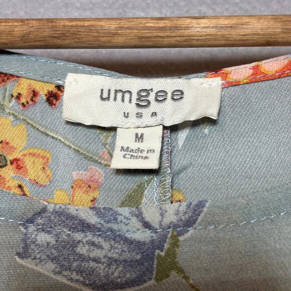 Umgee USA Floral Tunic Top M Boho Romantic Cottagecore Semi Sheer Lightweight - Picture 3 of 7